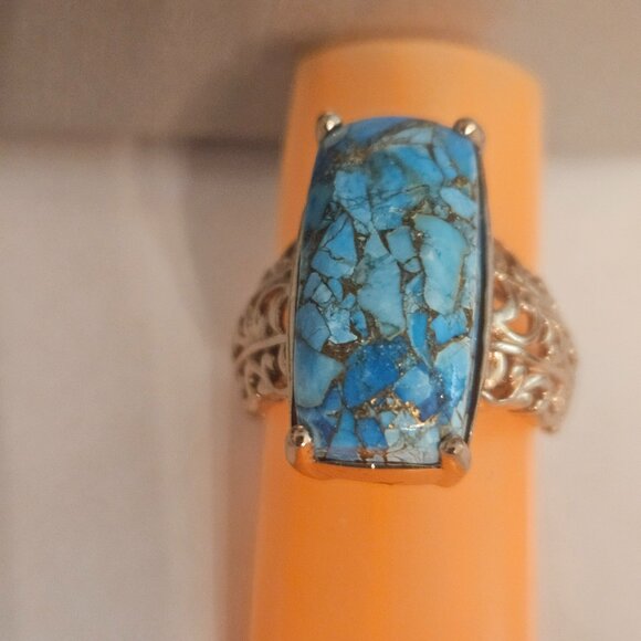 beautiful chestnut brine turquoise solitaire ring size 7 - Picture 2 of 4
